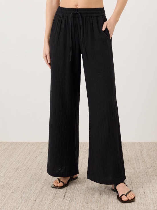 Pact Organic Pants - Pact Coastal Double Gauze Split Hem Pants Black NWT
